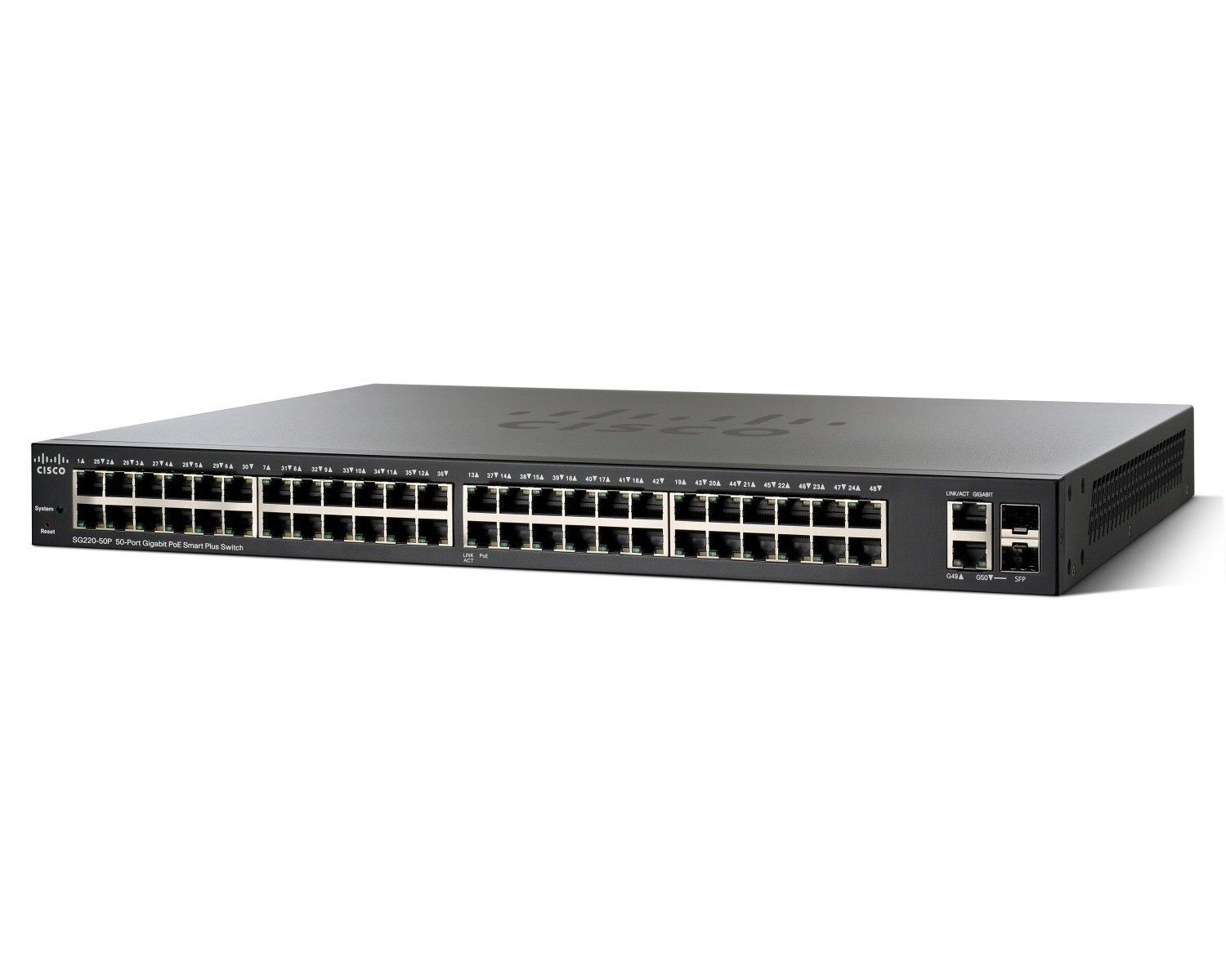 Cisco Systems SG220-50P 50-PORT/GIGABIT POE SMART PLUS SWITCH IN