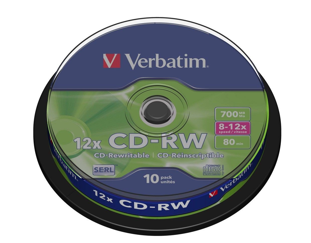 Verbatim 43480 CD-RW cake box 10 700MB 12x