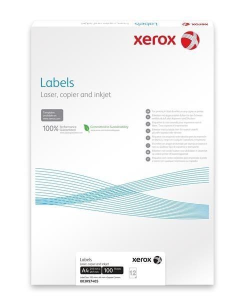 Xerox Papír bílé samolepící štítky, kulaté rohy - Labels 16UP 99x33,9 (g/100 listů, A4)