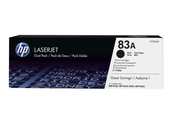 HP Toner 83A Black 1.5k Dual Pack CF283AD