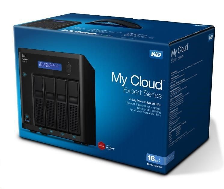 Western Digital WD My Cloud EX4100 16TB NAS 4-Bay person. Cloud storage incl WD Red drives 1.6GHz Marvell ARMADA 388 dual-core proc. 2GB RAM