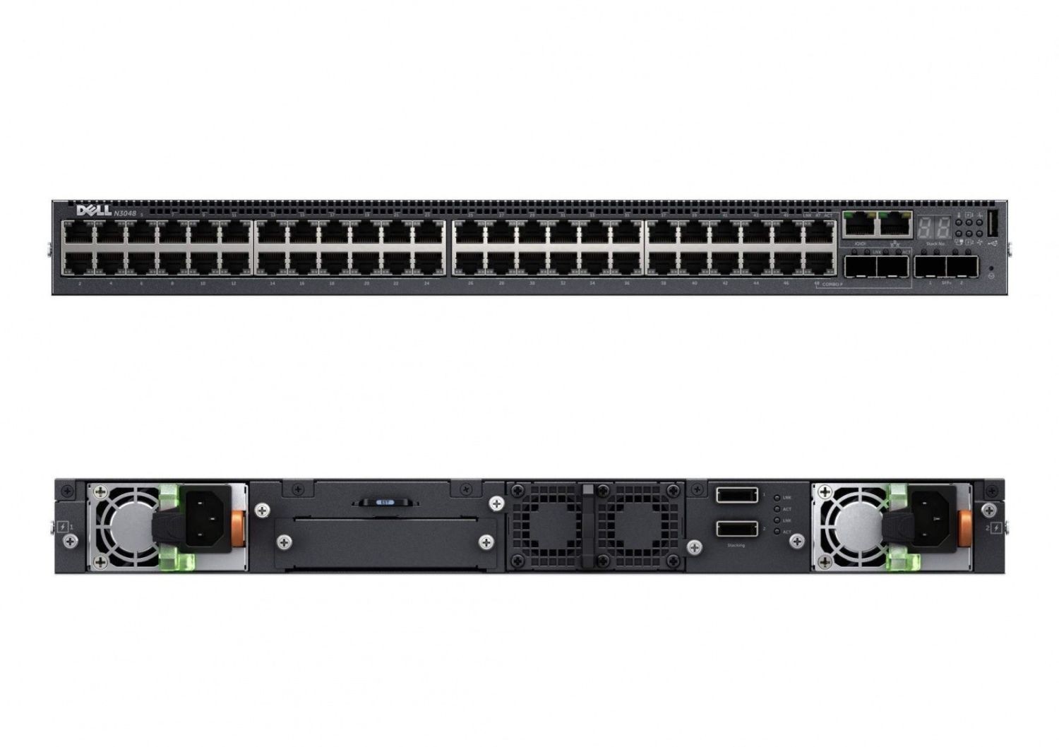 Dell Switch zarządzalny Networking N2048P L2 POE+ 48x 1GbE + 2x 10GbE SFP+ fixed ports Stacking IO to PSU air AC