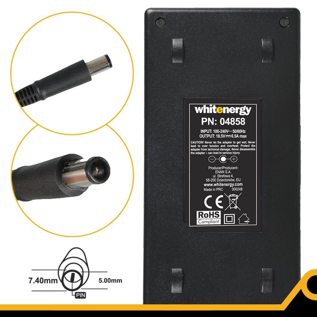 Whitenergy Zasilacz Power Supply/ 18.5V 6.5A plug 7.4x5.0 mm