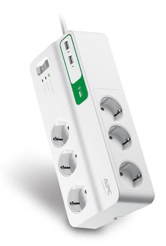 APC PM6U-GR Essential SurgeArrest 6 outlets with 5V, 2.4A 2xUSB charger, 230V, Schuko