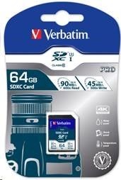 Verbatim Karta pamięci SDXC Pro U3 64GB (90/45 MB/s) Class 10 UHS-1 V30
