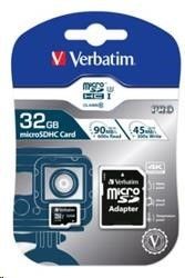 Verbatim Karta pamięci MicroSDHC 32GB Class 10 UHS-1 + adapter SD