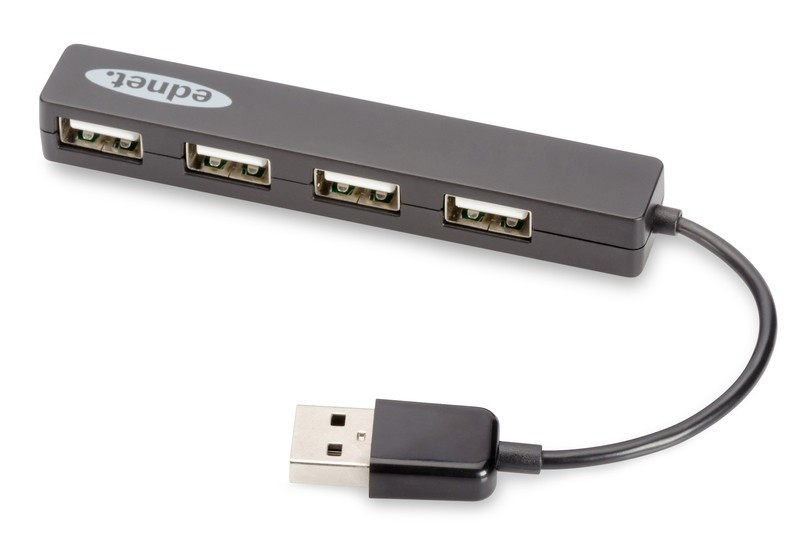 ednet HUB/Koncentrator 4-portowy USB 2.0 HighSpeed, Czarny