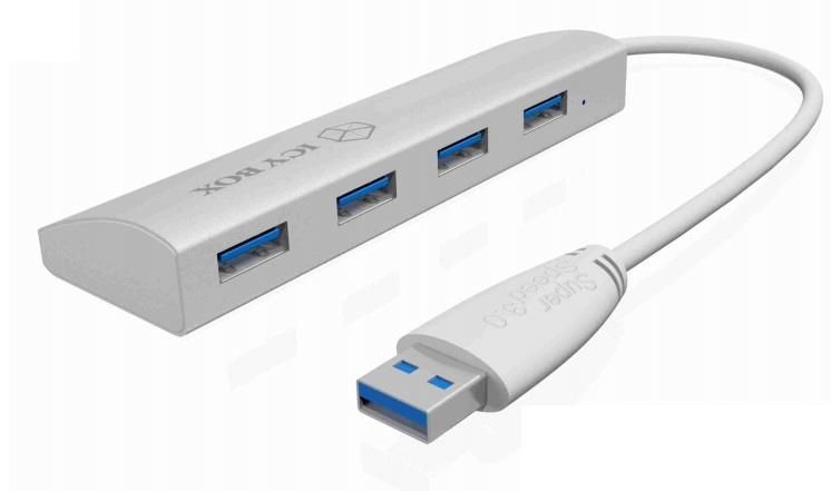 RaidSonic Technology IB-AC6401 4-portowy Hub USB 3.0 Srebrny