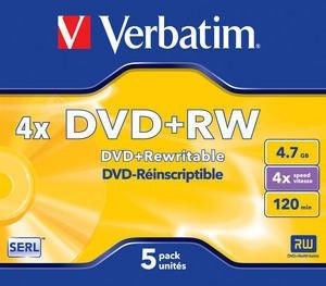 Verbatim 43229 DVD+RW jewel case 5 4.7GB 4x