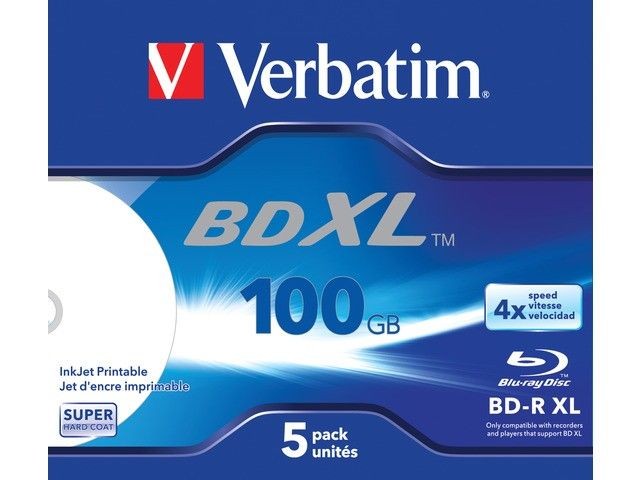 Verbatim 43789 BluRay BD-R XL jewel case 5 100GB 4x do nadruku