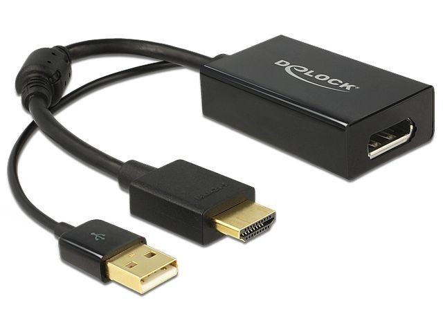DeLOCK Adapter HDMI(M)+USB(Power)->Displayport 1.2(F) 24cm