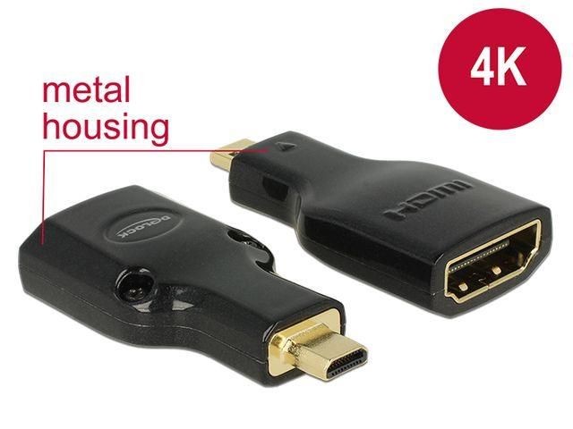 DeLOCK 65664 Delock adapter HDMI Micro-D(M)->HDMI(F) High Speed HDMI Ethernet 4k