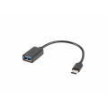 LANBERG Adapter USB C(M)-USB-A (F)2.0 0.15M OTG Czarny