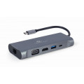 Gembird Adapter USB-C Hub USB-C PD GbE VGA HDMI 3xUSB 3.1 card audio