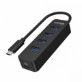 Unitek HUB USB-C, 4x USB-A 3.1, Aktywny, 10W, H1117B