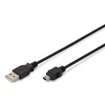 Assmann Kabel połączeniowy USB 2.0 HighSpeed 'Canon' Typ USB A/miniUSB B (5pin) M/M 3m Czarny