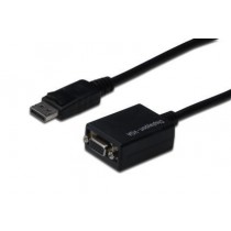 Assmann Kabel adapter Displayport z zatrzaskiem 1080p 60Hz FHD Typ DP/DSUB15 M/Ż 0,15m Czarny