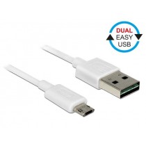 DeLOCK Kabel Micro USB AM-BM Dual Easy-USB 1m Biały