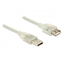DeLOCK 83881 Delock Kabel Przedłużacz USB 2.0 AM > USB 2.0 AF + ferryt, 1m, przezroczysty