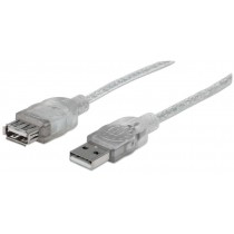 Manhattan Kabel USB 2.0 A-A M/F, 1,8m, srebrny