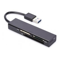 ednet Czytnik kart 4-portowy USB 3.0 SuperSpeed (Compact Flash, SD, Micro SD/SDHC, Memory Stick), czarny