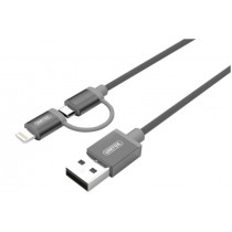 Unitek Kabel Y-C4031GY USB - microUSB + lightning; szary