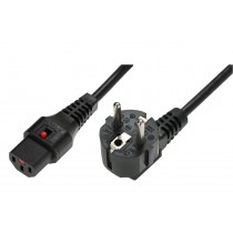 Assmann Kabel połączeniowy zasilający blokada IEC LOCK 3x1mm2 Schuko kątowy/C13 prosty M/Ż 1m Czarny