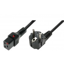 Assmann Kabel połączeniowy zasilający blokada IEC LOCK 3x1,5mm2 Schuko kątowy/C19 prosty M/Ż 2m Czarny