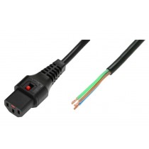 Assmann Kabel zasilający do zarobienia blokada blokada IEC LOCK 3x1mm2 OPEN/C13 prosty M/Ż 2m Czarny