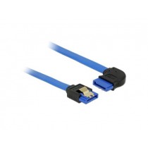 DeLOCK Kabel SATA SATA-III DATA 0,30m z zatrzaskami metalowymi niebieski kątowy prawo/prosto