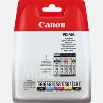 Canon Tintenbehälter PGI-580 / CL-581 B/C/M/Y - 5er Pack - Schwarz / Gelb / Cyan / Magenta / Pigment Dieses 5-Tinten-Multipack beinhaltet einen Tintentank Schwarz, einen Cyan, einen Magenta, einen Gelb
