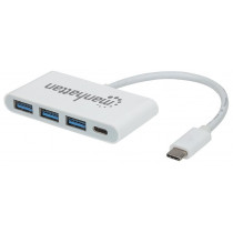 Manhattan 163552 Hub SuperSpeed USB-C 3.1 3-portowy 3x USB typ-A 1x USB-C PD