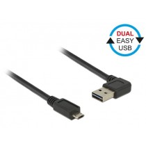 DeLOCK Kabel USB micro AM-BM 2.0 0.5m czarny kątowy lewo/prawo Dual EasyUSB