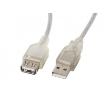 Lanberg Przedłużacz kabla USB 2.0 AM-AF Ferryt 1.8M przezroczysty