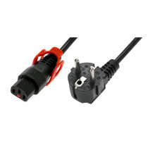 Assmann Kabel połączeniowy zasilający blokada IEC LOCK+ 3x1mm2 Schuko kątowy/C13 prosty M/Ż 2m Czarny