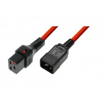 Assmann Kabel zasilający serwerowy blokada IEC LOCK 3x1,5mm2 C20 prosty/C19 prosty M/Ż 2m Czerwony