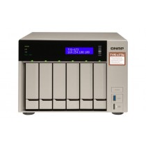 QNAP 6-Bay NAS, AMD RX-421BD 2.1~3.4 GHz, 8GB DDR4 RAM (max 64GB), 6x 2.5/3.5 + 2x M.2 2280/2260 SATA 6Gb/s slots, 4x GbE LAN, optional 10GbE PCIe expansion, LCD, Surveillance Station free 4 & max 72 channels, USB QuickAccess
