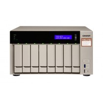 QNAP 8-Bay NAS, AMD RX-421BD 2.1~3.4 GHz, 8GB DDR4 RAM (max 64GB), 8x 2.5/3.5 + 2x M.2 2280/2260 SATA 6Gb/s slots, 4x GbE LAN, optional 10GbE PCIe expansion, LCD, Surveillance Station free 4 & max 72 channels, USB QuickAccess