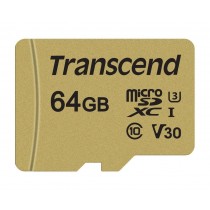 Transcend TS64GUSD500S Memory card microSDXC USD500S 64GB CL10 UHS-I U3 R/W 95/60MB/S+adapter