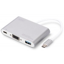 Digitus DA-70839 Multi Adapter 1xVGA 1080p FHD, 1xUSB Typ C PD, 1xUSB A na USB 3.0 Typ C