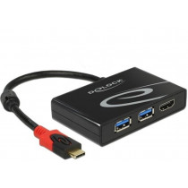 DeLOCK Adapter USB-C(M) 3.1->2X USB-A(F)+HDMI(F)(DISPLAYPORT ALT MODE)