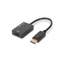 Assmann Kabel adapter DisplayPort z zatrzaskiem 1080p 60Hz FHD Typ DP/HDMI A M/Ż 0,2m Czarny
