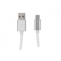 NATEC NKA-1211 Extreme Media kabel microUSB - USB 2.0 (M), 1m, srebrny, nylonowy oplot