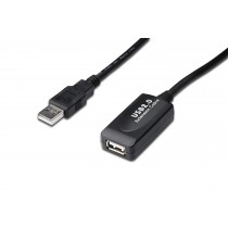 Digitus Kabel przedłużający USB 2.0 HighSpeed Typ USB A/USB A M/Ż aktywny, czarny 15m