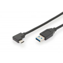 Assmann Kabel połączeniowy USB 3.1 Gen.2 SuperSpeed+ 10Gbps Typ-C 90°/USB A M/M, PD kątowy 1m Czarny
