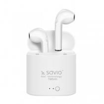 Savio Słuchawki bezprzewodowe TWS-01 BT 5.0 z mikrofonem i power bankiem
