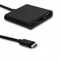 Qoltec Adapter USB 3.1 typ C / HDMI + USB A + USB typ C | Czarny
