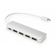 Digitus HUB/Koncentrator 4-portowy USB 3.0 SuperSpeed z Typ C Power Delivery, aluminium