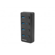 NATEC Hub USB 4 porty Mantis 2 USB 3.0 z włącznikiem + zasilacz