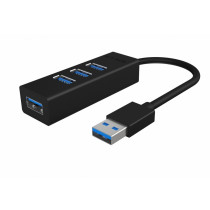 RaidSonic Technology Hub IB-HUB1419-U3 USB 3.0 na 4-Port Type-A, Aluminium, czarny, Kabel 15cm